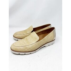 Vionic Kensley Raffia Loafers Gold Metallic Platform Shoes Womens 12 Orthotic